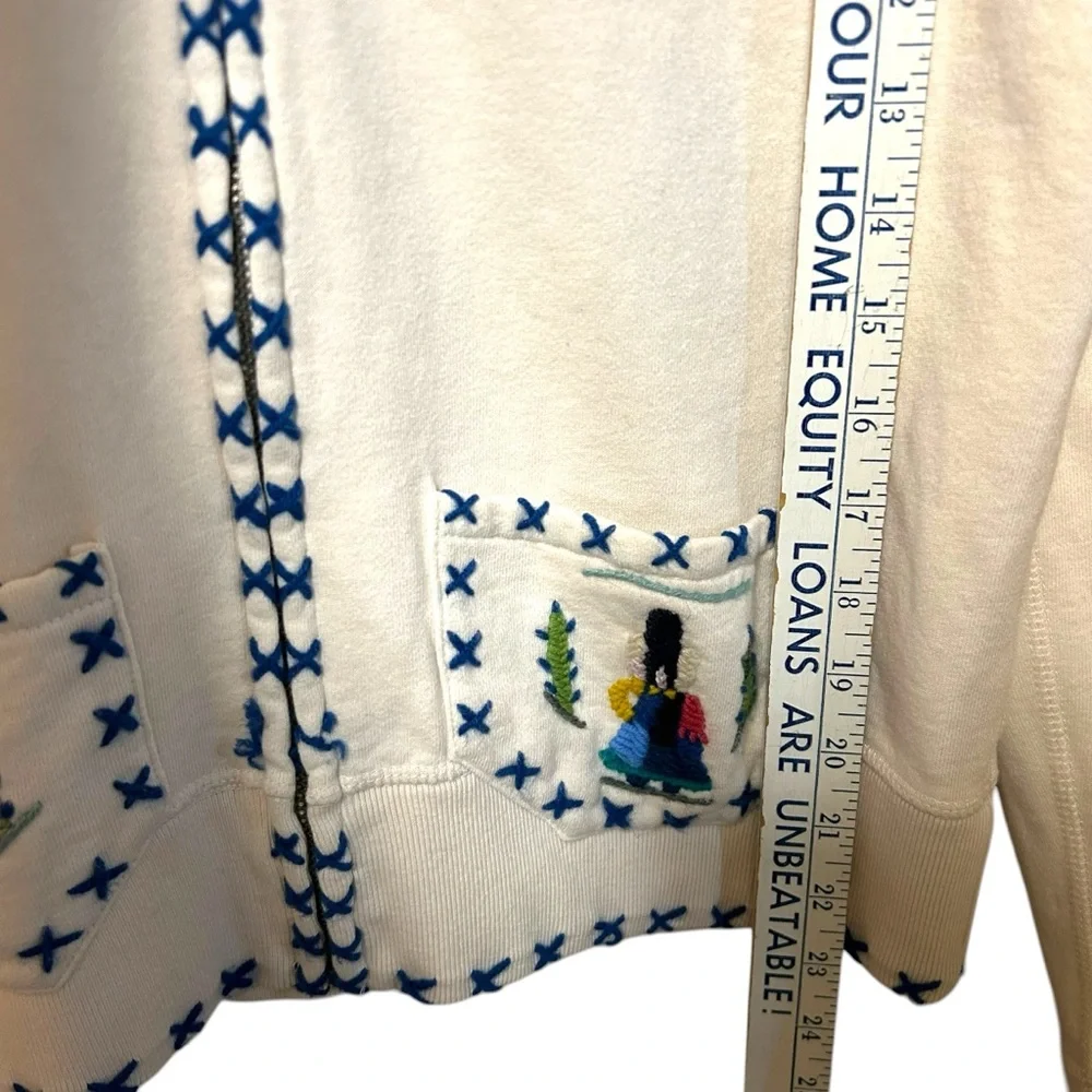 Lucky brand L sweatshirt zip up hoodie embroidery Mexican scene boho Y2K vintage